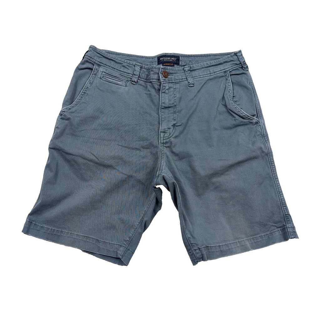 Vintage American Eagle Chino Shorts Men 33 Blue Classic Fit Khaki Extreme Flex